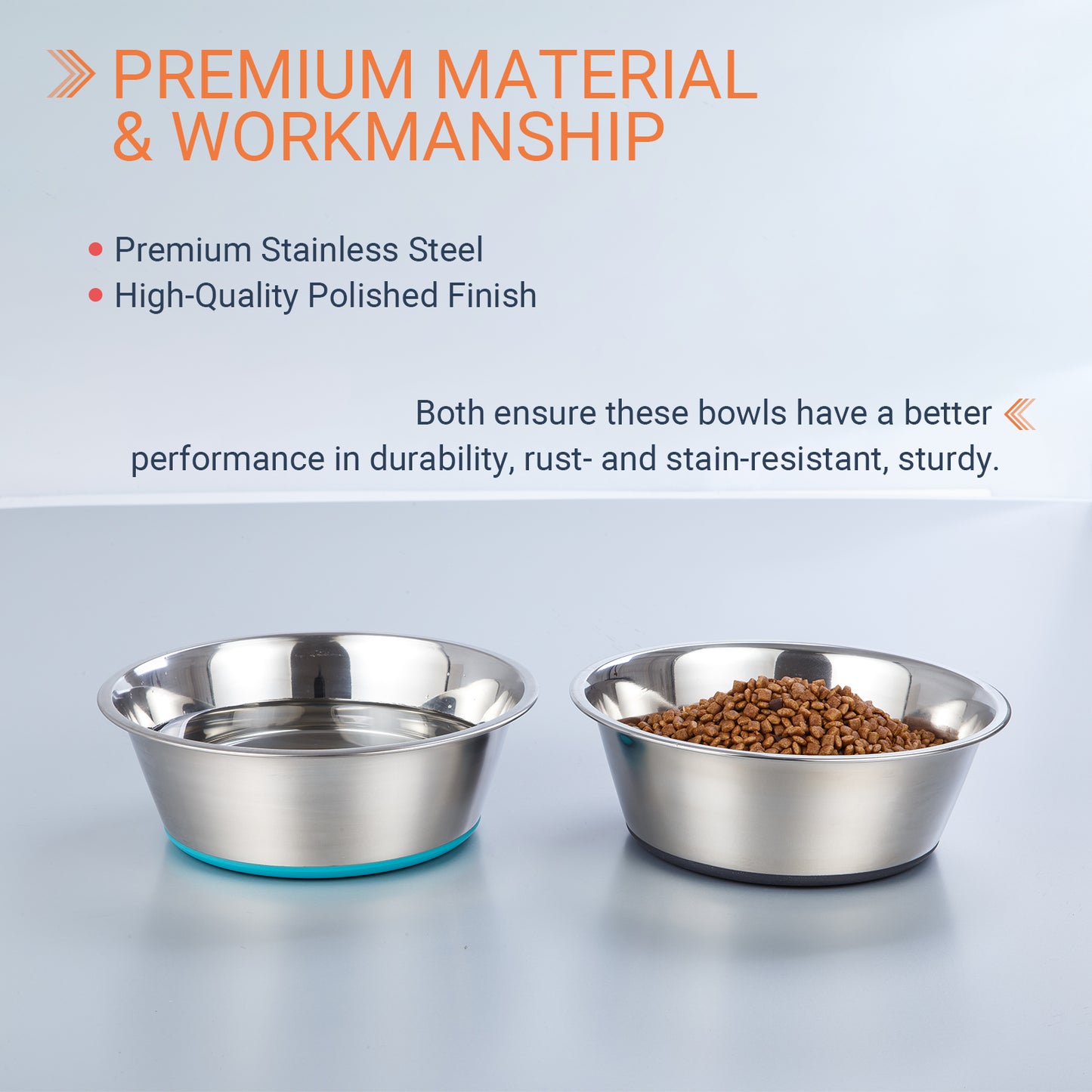 Deep Stainless Steel Dog Bowls Nonslip Bottom