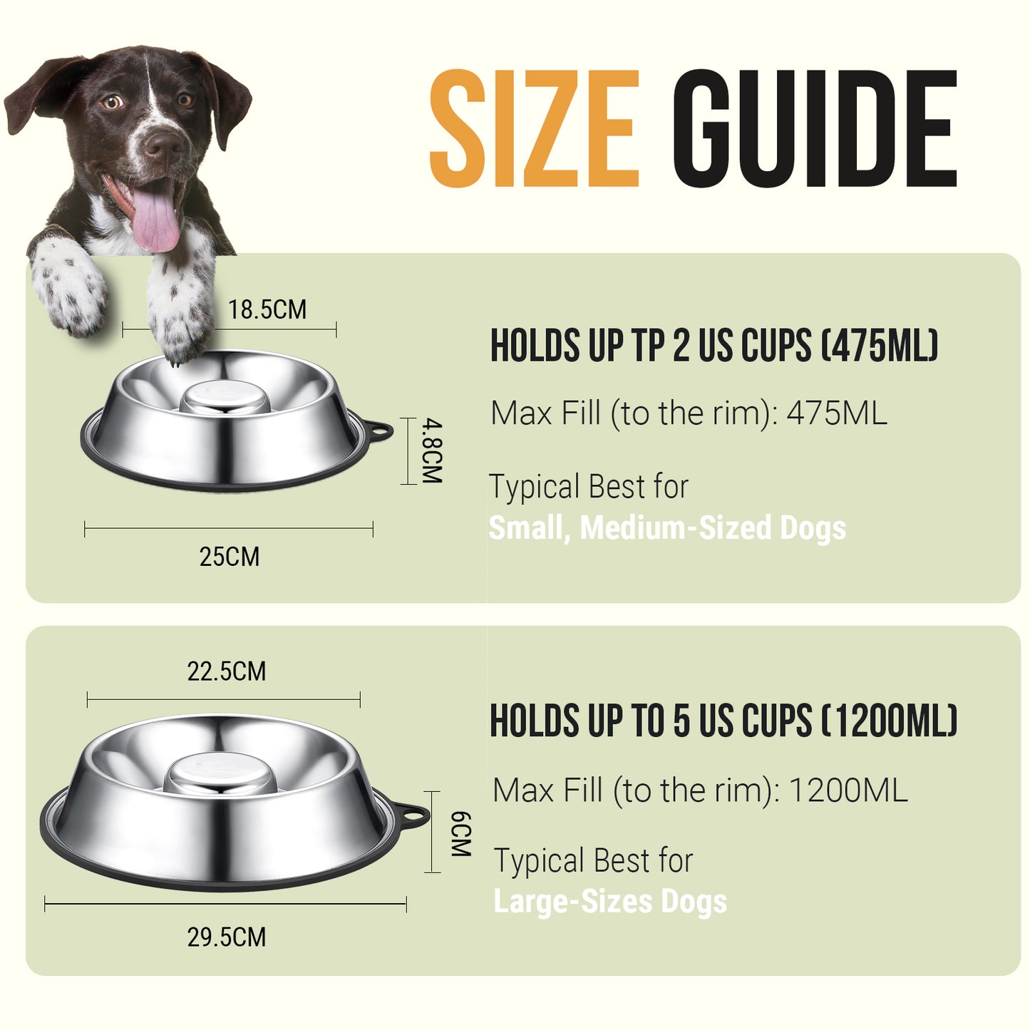 Stainless Steel Slow Feeder Dog Bowl