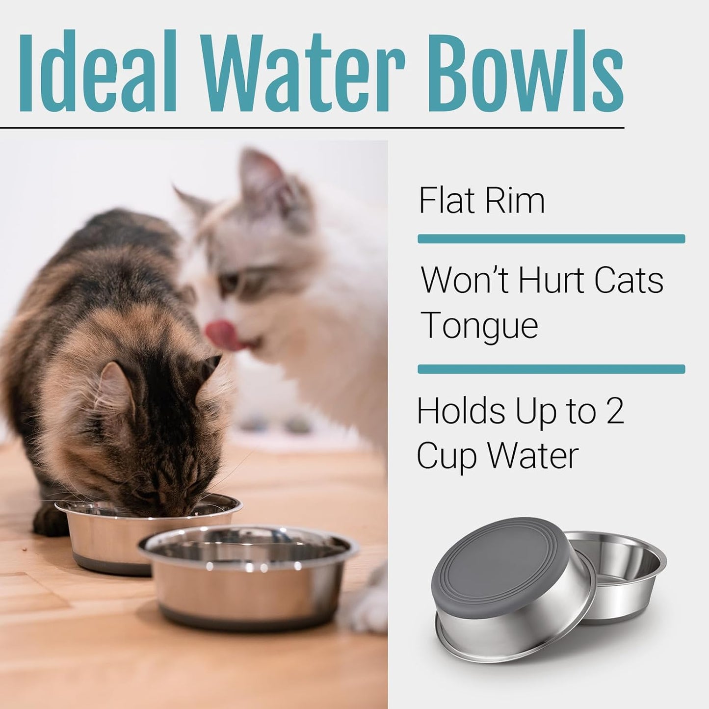PEGGY11 Nonslip Stainless Steel Dog Cat Bowls | No slide silicone bottom, Dishwasher safe, Easy to clean, Stackable design