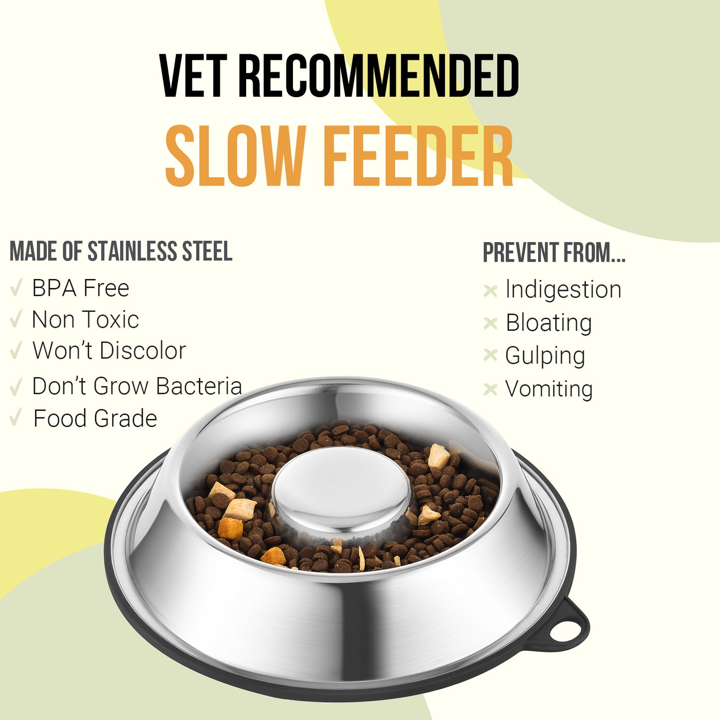 Stainless Steel Slow Feeder Dog Bowl
